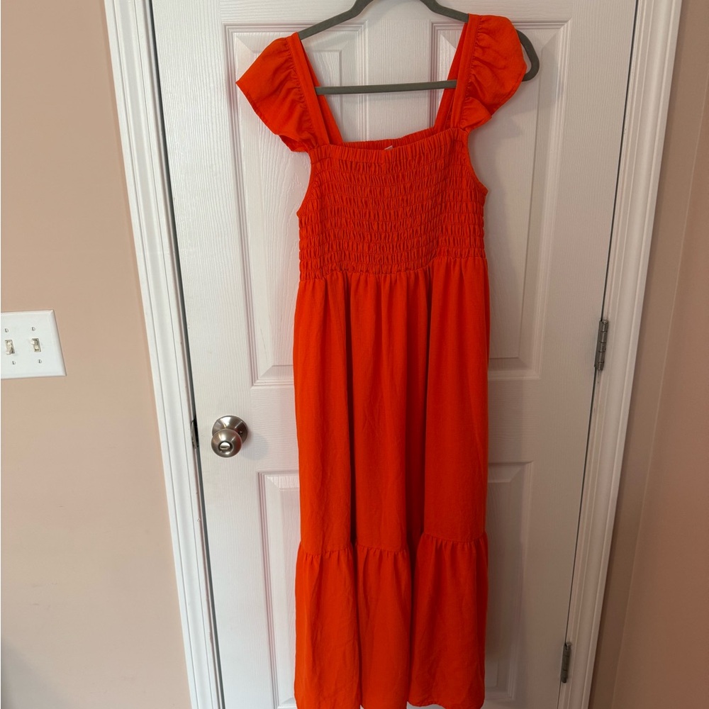 THML Orange Smocked Dress